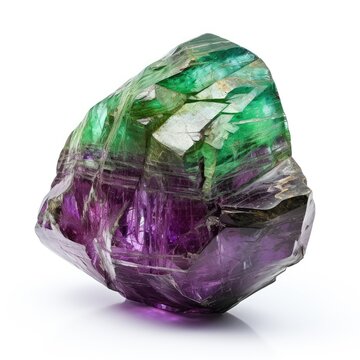 A shiny zoisite nugget with a smooth, glossy surface and a vibrant green hue, isolated on a white background, Ai Generated