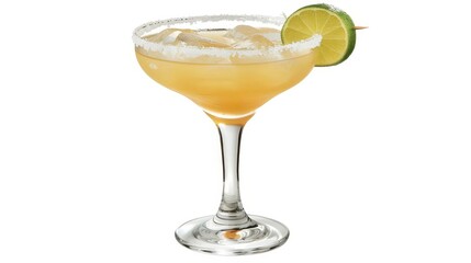 Perfect classic margarita with salt rim and lime garnish, stock image style, Ai Generated