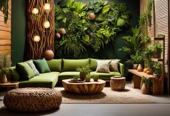 capturing sustainable eco friendly home decor showcasing green interior design ideas sustainable furniture designs, sustainability, decoration, environmentally, concepts