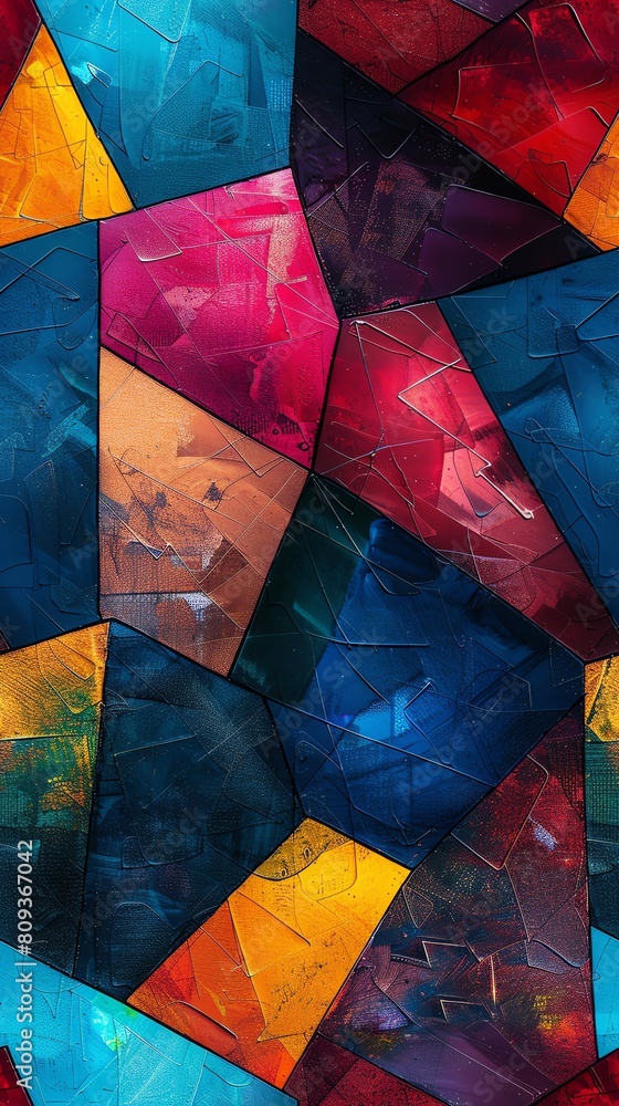 Poster capture a dynamic and vibrant abstract artwork with a tilted perspective