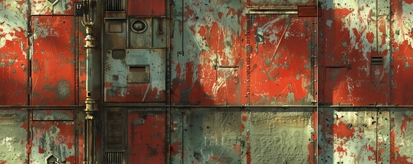 Capture a dystopian scene from an eye-level angle