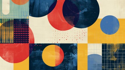 Modern geometric collage template Overlapping circles, squares for a contemporary design, Ai Generated