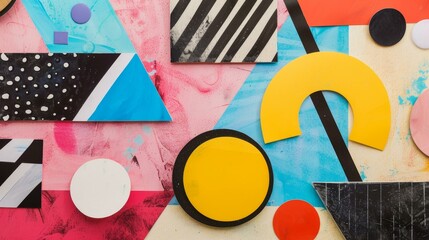 Geometric collage template Mixed shapes for creative photo arrangement, Ai Generated