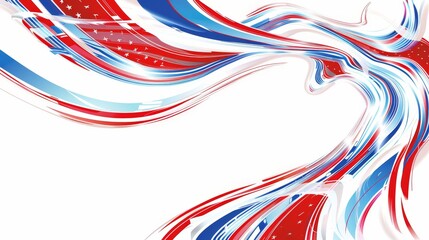 Abstract American flag with fluid lines, swirling shapes. Stock image, clean background, Ai Generated