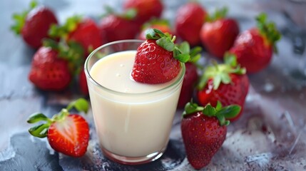 Sweetened condensed milk with strawberry juice