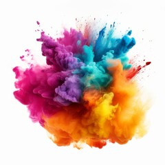 Fototapeta premium Vibrant explosion of colorful powder, perfectly isolated on a white background, Ai Generated