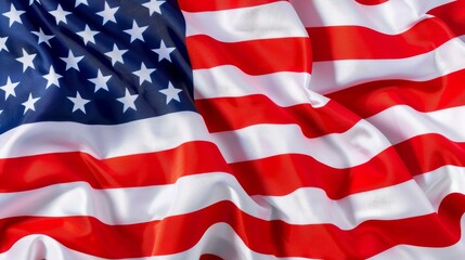 Fototapeta premium Vibrant American flag closeup with clear background, Ai Generated