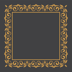 Golden Vintage frame Ornament in square Size.Golden Border ornament.Suitable for wedding invitation card.
