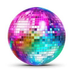 Shiny disco ball vector icon silhouetted against a white background, Ai Generated