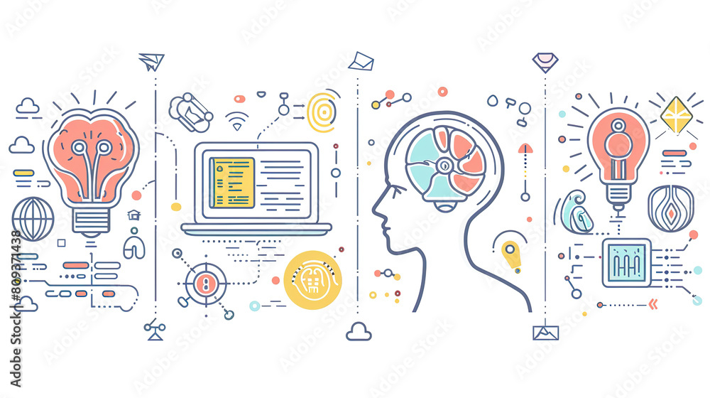 Poster Amazing Artificial intelligence elements collection in flat style