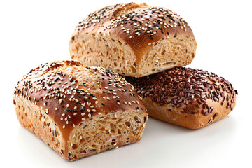 three sesame buns with sesame seeds and sesame seeds