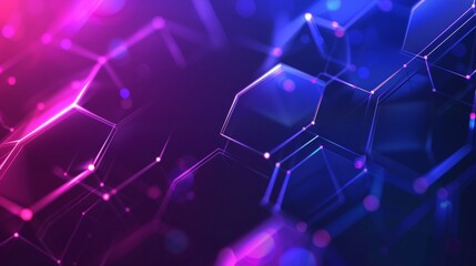 Obraz premium Abstract purple and blue background with a hexagon pattern for technology, science or business concept vector illustration. 