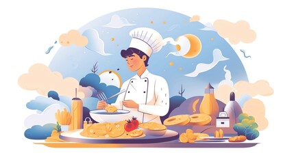 A professional chef is shown in a kitchen