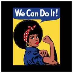 we can do it! , poster girl , afro american , pinup, girl,