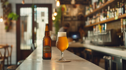 バーカウンターに置かれたビール