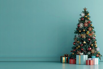 Ultra Realistic Minimalist Christmas Tree in 3D Rendering with Abundant Copy Space