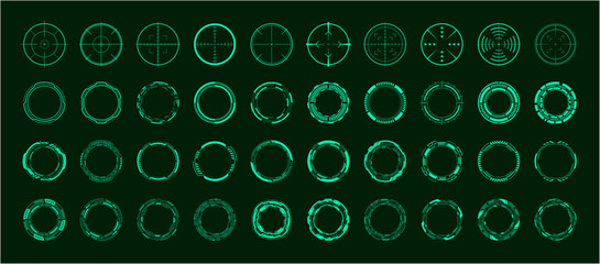 サイバー・照準イメージの丸・円の緑セット