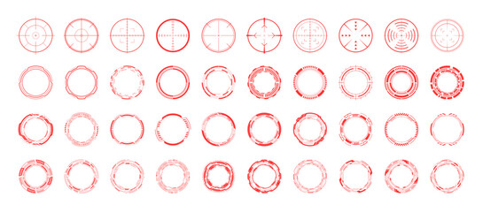 サイバー・照準イメージの丸・円の赤セット	