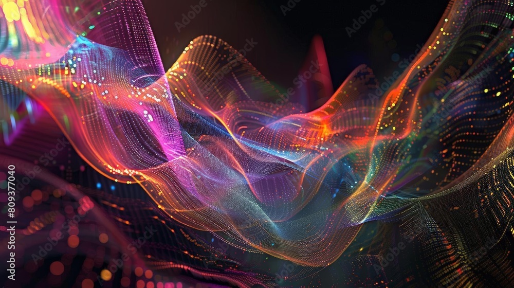Aufkleber a colorful fractal image featuring a variety of shapes and sizes, including a triangle, a square, a 
