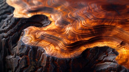 Detailed texture of a wooden surface with intricate grain patterns