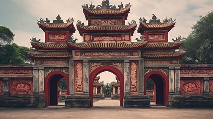 Fototapeta premium Gate of the Forbidden City in Hue, Vietnam.