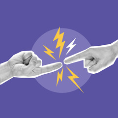 Gestures, two hands, lightning, chemistry, spark, human relationship, boyfriends, friends, family,...