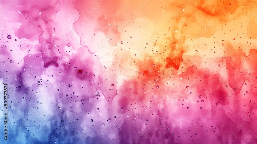 Poster a vibrant watercolor background with raindrops merging into splatters of color, creating an abstract