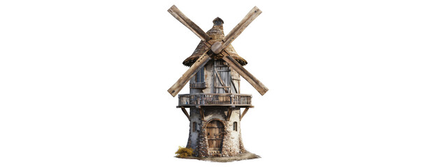 Rustic Windmill House, Fantasy Wooden Structure