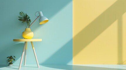 Editorial setup featuring simple elements on a smooth white-yellow pastel backdrop, studio lighting for clear details