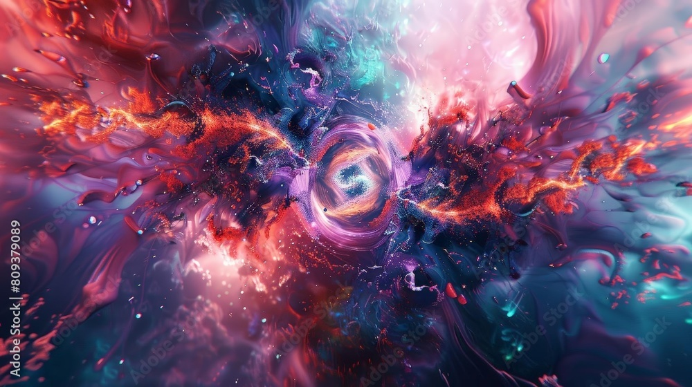 Poster a colorful fractal image featuring a variety of shapes and sizes, including a square, triangle, rect