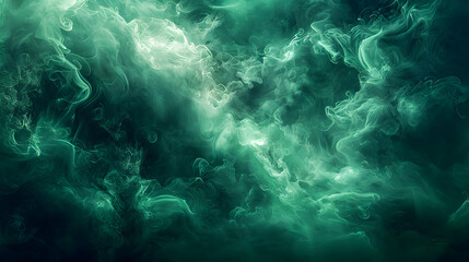 Dark Green Smoke Swirls in an Abstract, Digital Art for Wallpaper