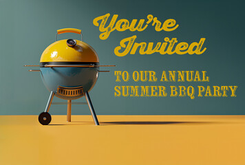 invite to an annual summer bbq party, festive, food, bbq, bar-b-q, cooking, summer time