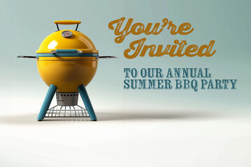  invite to an annual summer bbq party, festive, food, bbq, bar-b-q, cooking, summer time