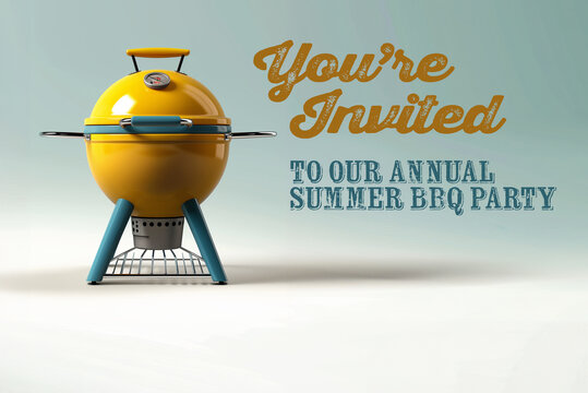  invite to an annual summer bbq party, festive, food, bbq, bar-b-q, cooking, summer time