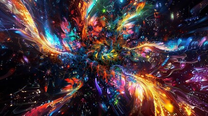 a colorful fractal image featuring a variety of shapes and sizes, including a square, triangle, rectangle, and hexagon, arranged in a circular pattern