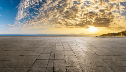 dark concrete floor background infinite horizon sky panoramic scene