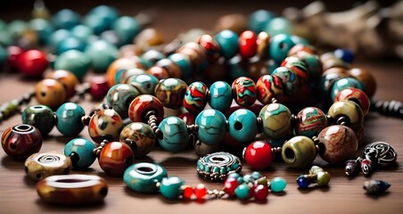 Homemade bead jewelry - Stock Image.
