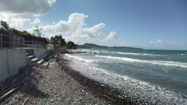 seashore view of the beach of Argassi in Zakynthos
