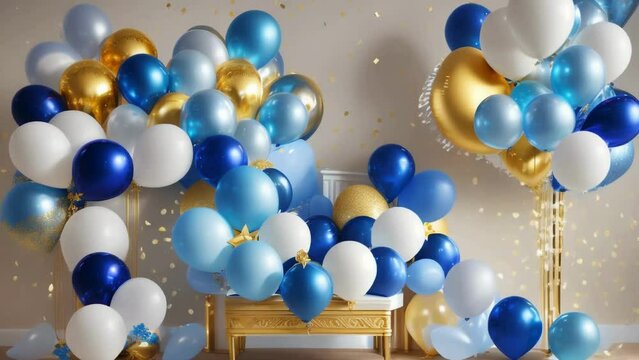 Colorful Balloons against an architectural background. Patriotic celebration concept
