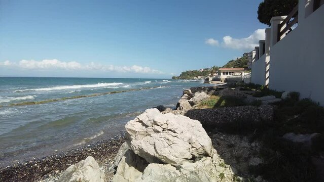 seashore view of the beach of Argassi in Zakynthos