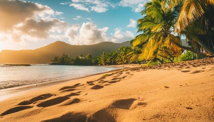 golden sand in la perle beach in guadeloupe