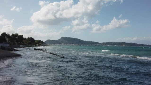 seashore view of the beach of Argassi in Zakynthos