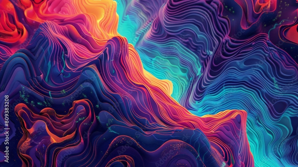 Aufkleber a colorful fractal image featuring a variety of shapes and sizes, including a triangle, a square, a 