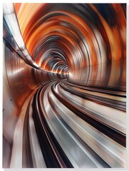 A photograph of a railway track in motion