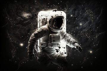 floating astronaut spacemen zero gravity in outer orbit