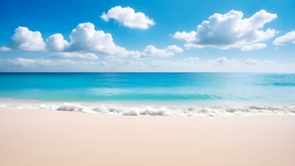 Beautiful tropical beach views with abundant clouds. Beautiful expanse of the sky meeting the sea