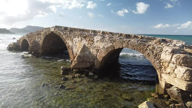 antique stone bridge on the beach of Argassi in Zakynthos