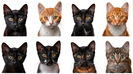 a series of photos of a cat with different colored eyes, transparent background png