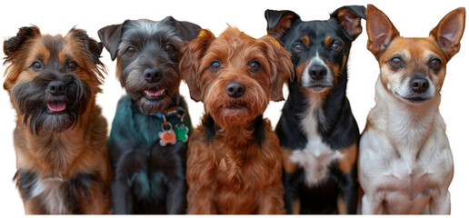 a group of dogs sitting in a row on a floor, transparent background png
