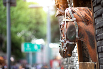 Wall sculpture war horse and helmet